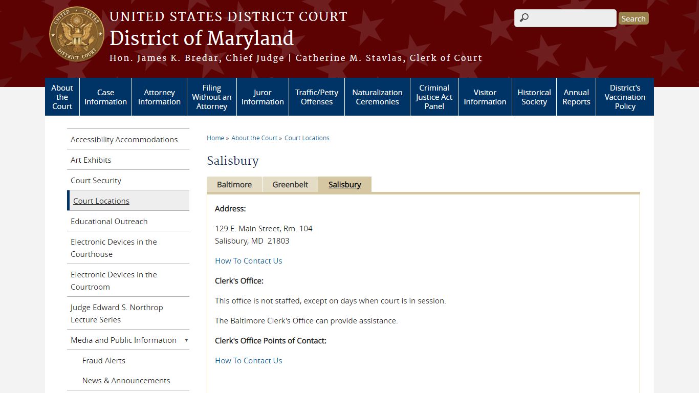 Salisbury | District of Maryland | United States District Court